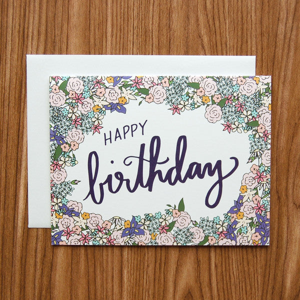 Basic floral handlettering birthday card