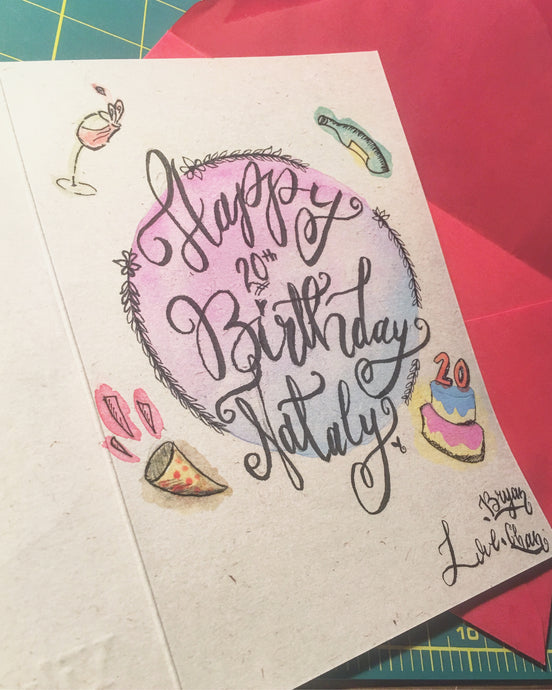 Celebration fancy style handlettering birthday card