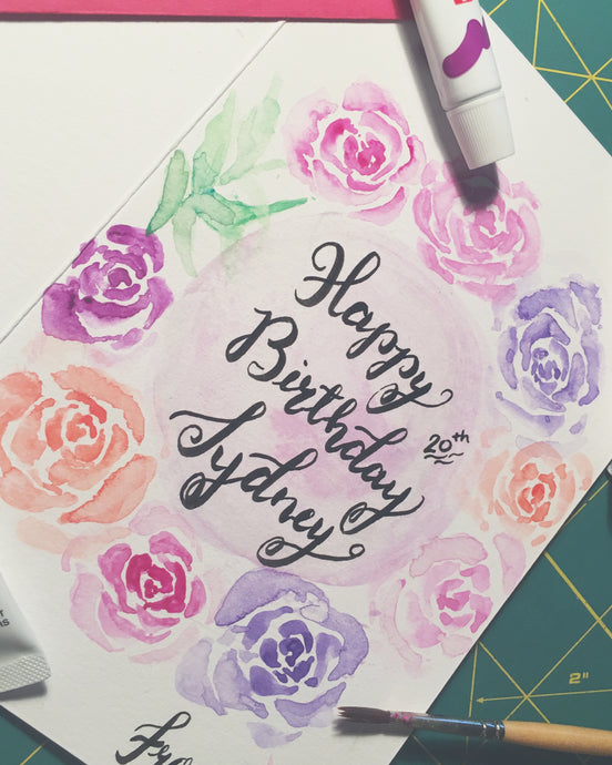 Floral handlettering card (roses)